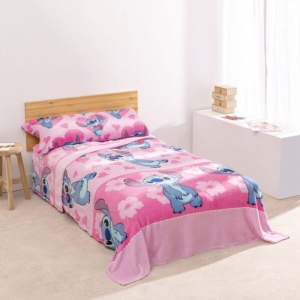 JOGO CAMA LILO STITCH ROSA SOLTEIRO