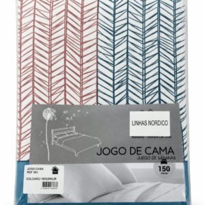 JOGO CAMA ESTAMPADO LINHAS NORDICO 150*200CM
