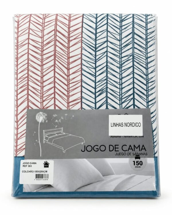JOGO CAMA ESTAMPADO LINHAS NORDICO 150*200CM