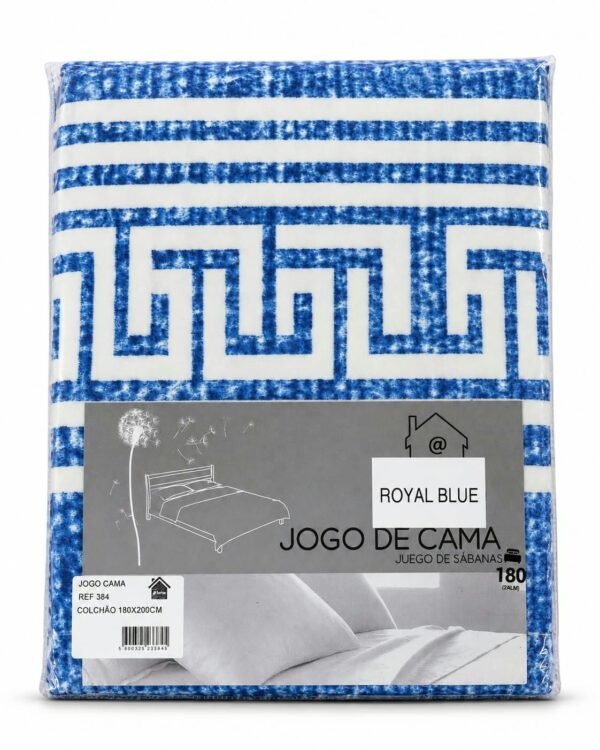 JOGO CAMA ESTAMPADO ROYAL BLUE 180X200CM